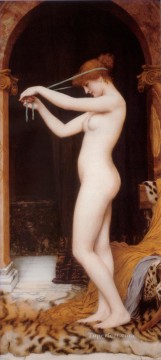 ジョン・ウィリアム・ゴッドワード Painting - ヴィーナス・バインディング・ハー・ヘア 女性のヌード ジョン・ウィリアム・ゴッドワード